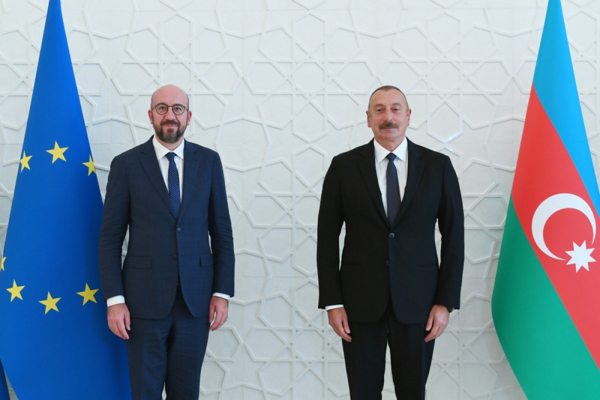 President of the Council of the European Union Charles Michel and Azerbaijani President Ilham Aliyev
