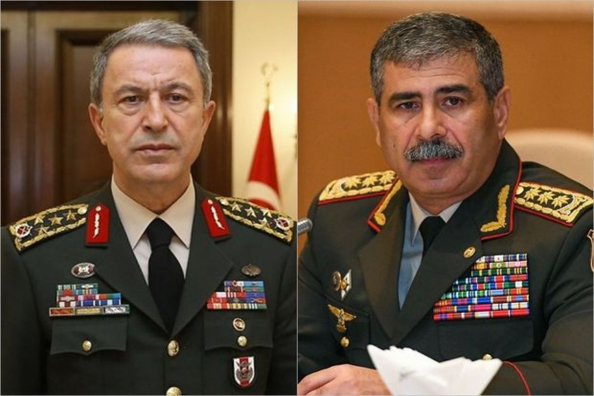 The Minister of National Defense of Turkey, Mr. Hulusi Akar, and the Minister of Defense of the Republic of Azerbaijan, Colonel-General Zakir Hasanov
