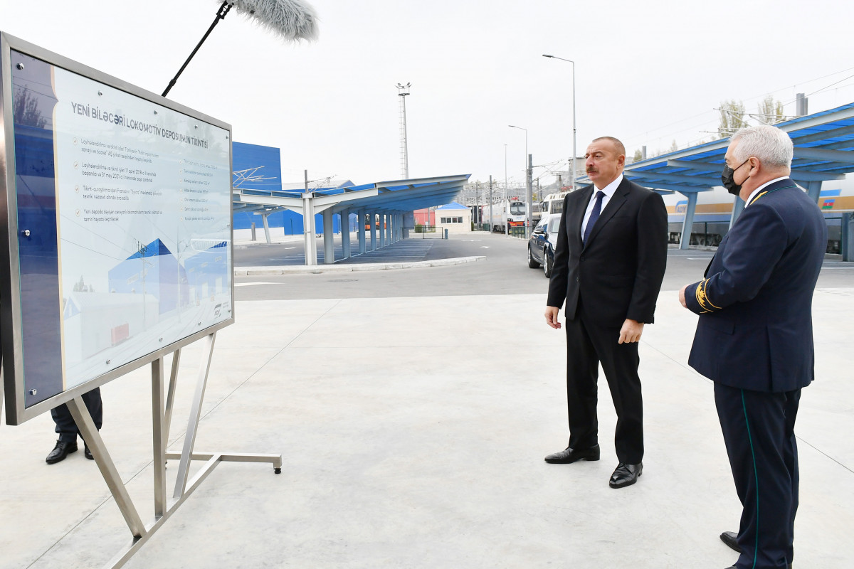 Prezident İlham Əliyev yeni Biləcəri lokomotiv deposunun açılışında iştirak edib - VİDEO 