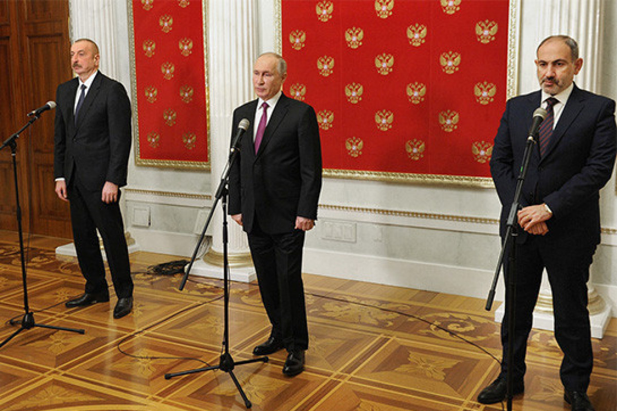 Президент Ильхам Алиев, Владимир Путин, Никол Пашинян