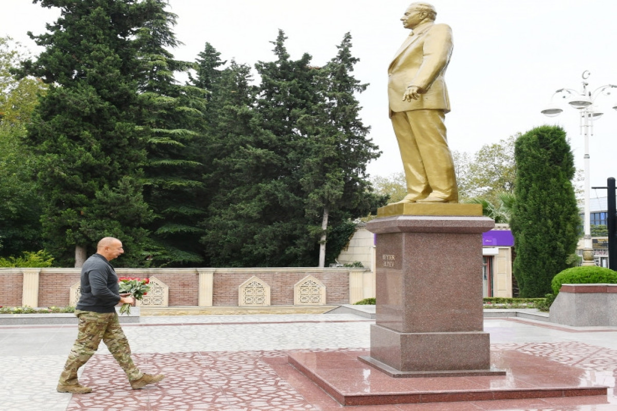 President Ilham Aliyev arrived in Tartar district for visit