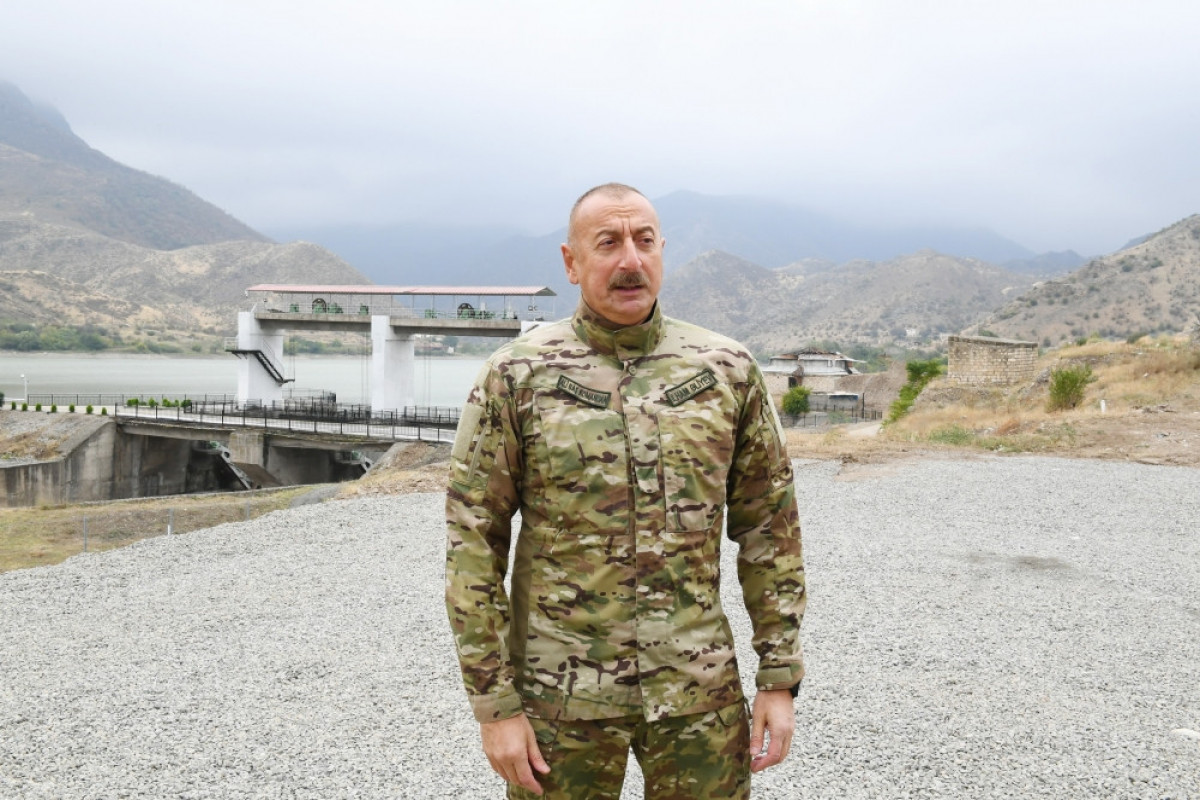 President Ilham Aliyev raised Azerbaijani flag in Sugovushan settlement, Tartar district
