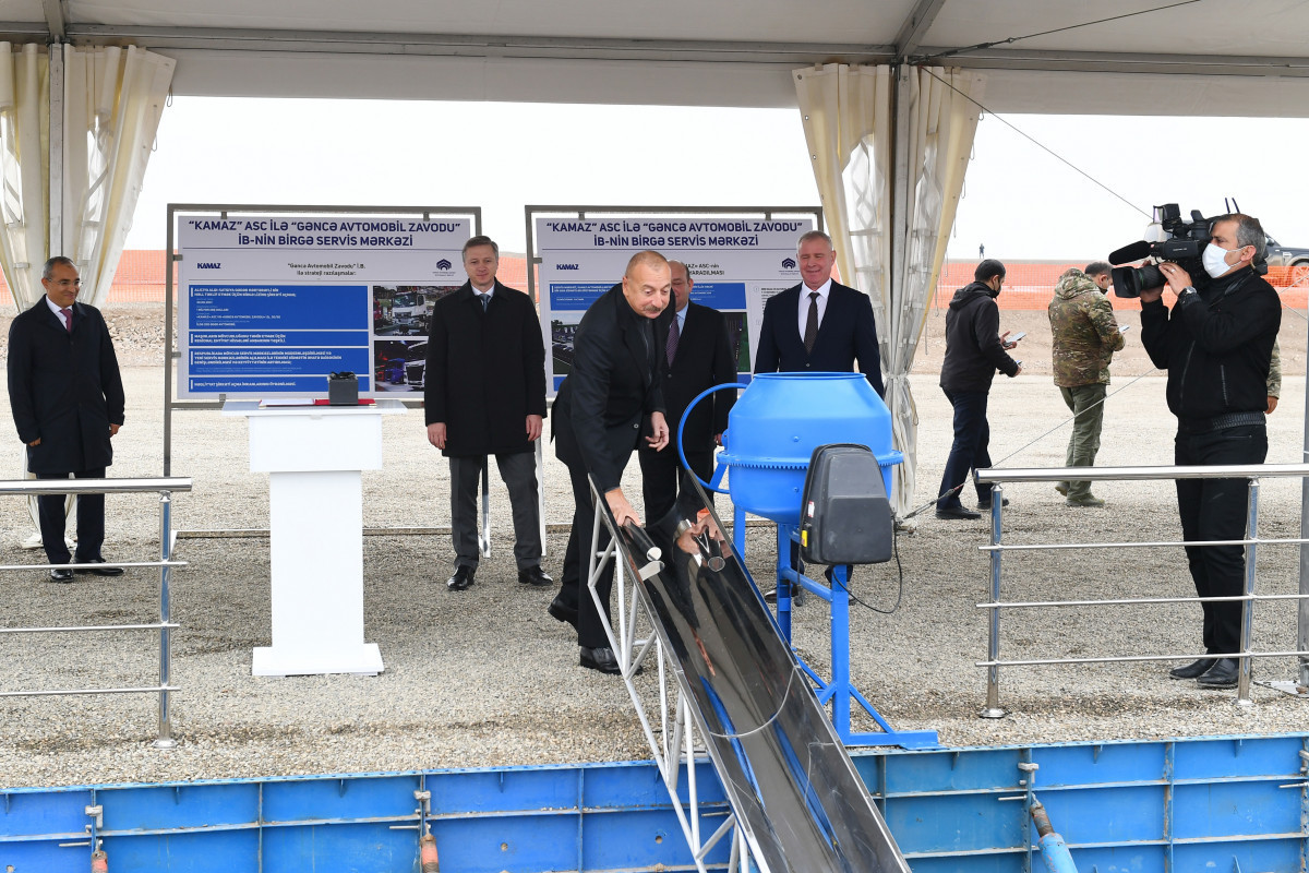 President Ilham Aliyev attended groundbreaking ceremony of joint service center of KAMAZ OJSC and Ganja Automobile Plant Production Association
