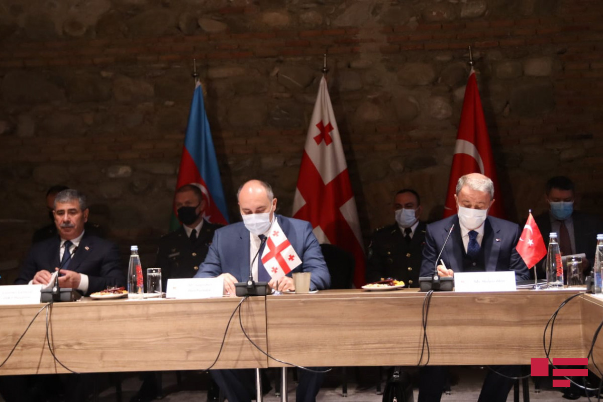 A trilateral meeting of Azerbaijani-Georgian-Turkish Defence Ministers