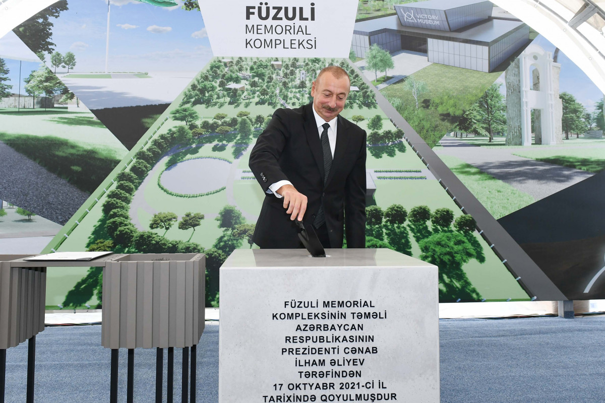 Prezident İlham Əliyev Füzulidə Memorial Kompleksin təməlini qoyur