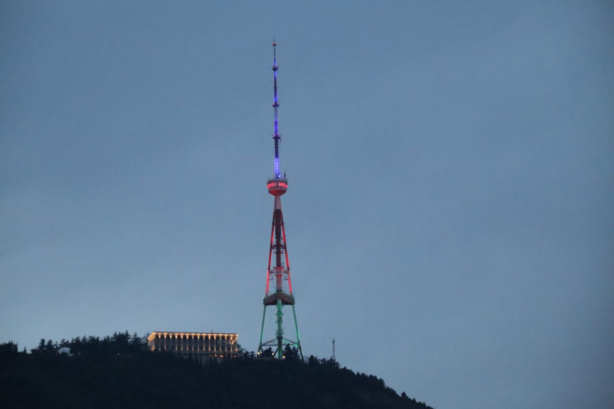 Tbilisi TV tower was illuminated with the colors of the Azerbaijani flag
