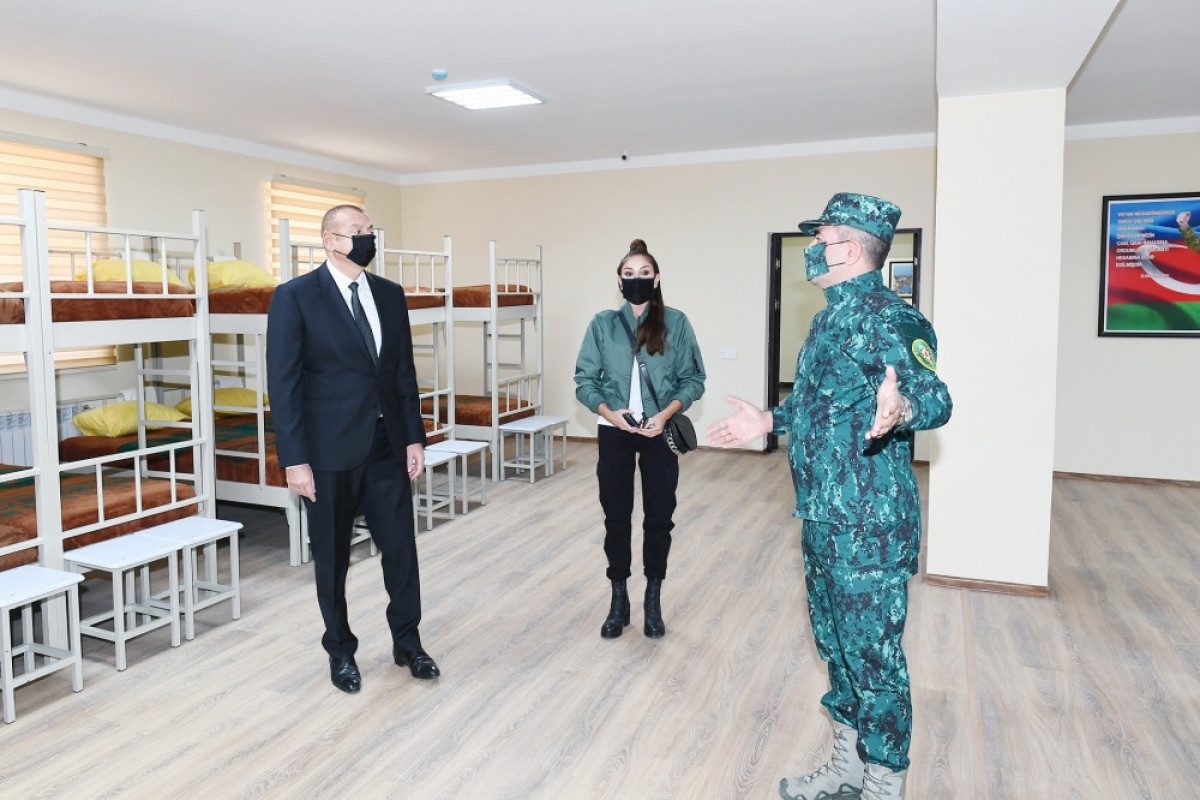 Dövlət başçısı və birinci xanım Qubadlıda DSX-nın yeni hərbi hissə kompleksinin açılışında iştirak ediblər