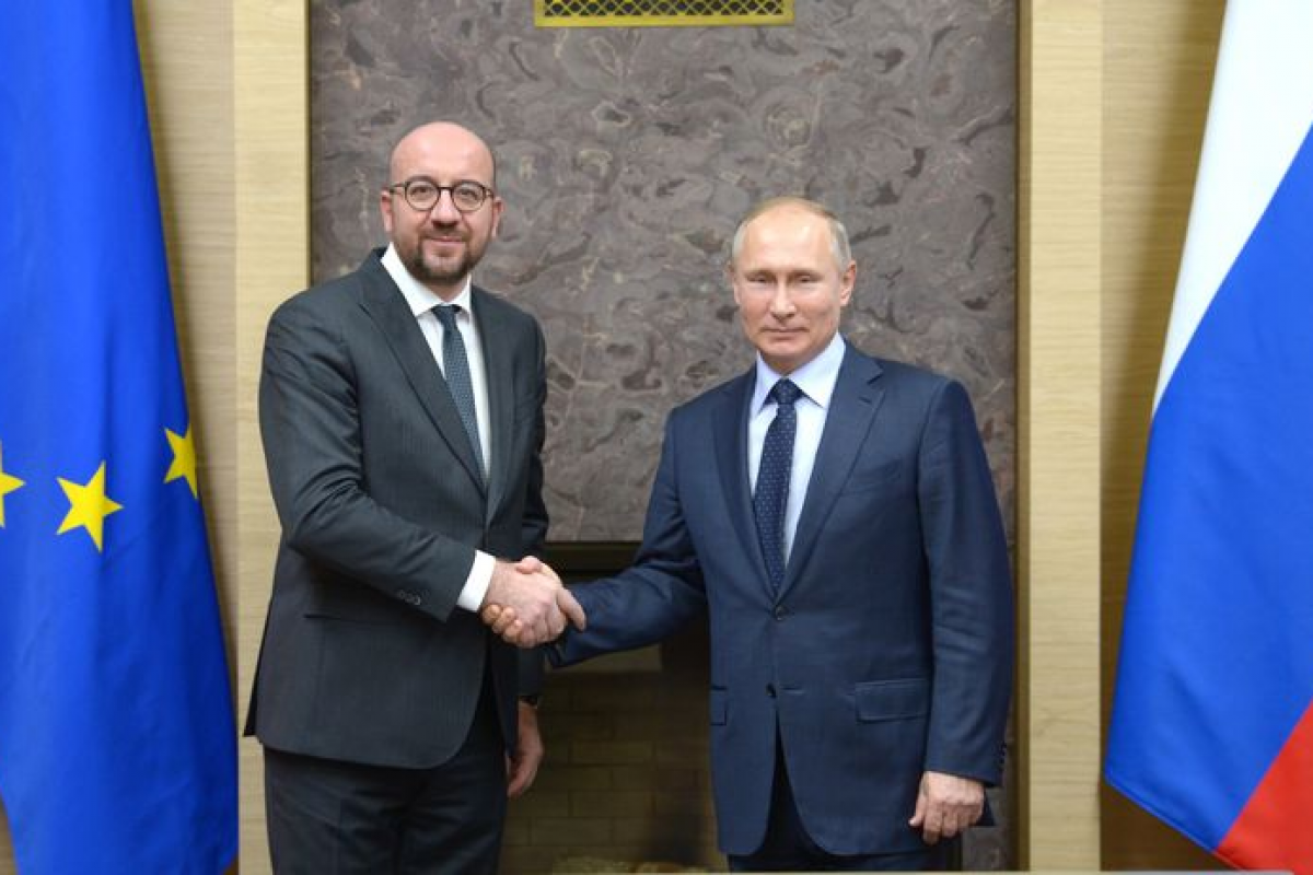 President of the European Council Charles Michel and Russian President Vladimir Putin