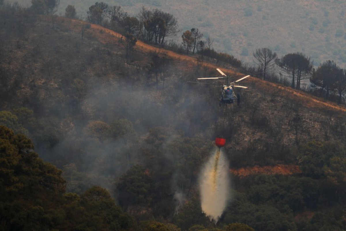 A wildfire burns on Sierra Bermeja mountain in Estepona, Spain