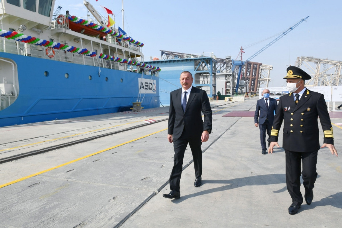 Azerbaijan's President attends commissioning ceremony of the "Kalbajar" oil tanker