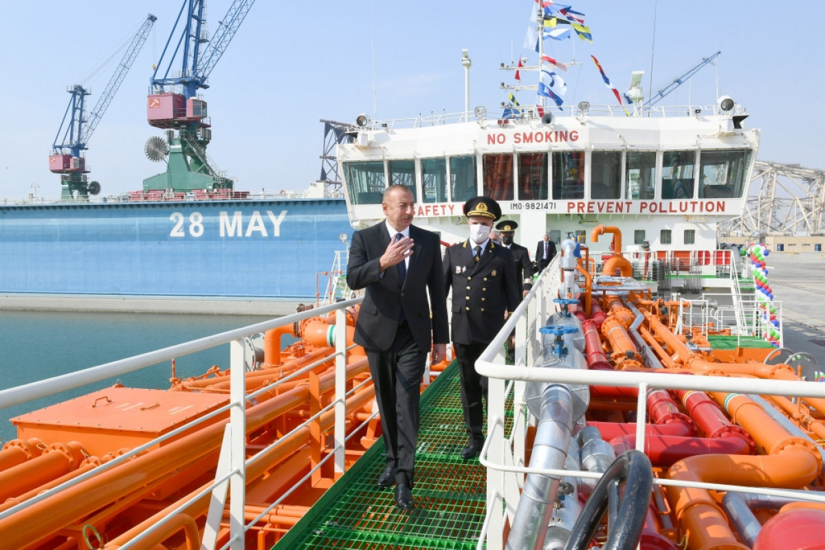 Azerbaijan's President attends commissioning ceremony of the "Kalbajar" oil tanker