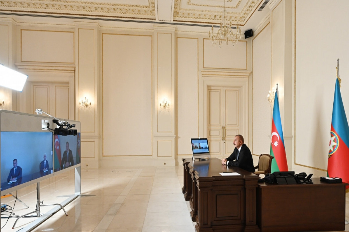 President Ilham Aliyev received newly-appointed heads of EPs of Jalilabad and Shamkir in video format