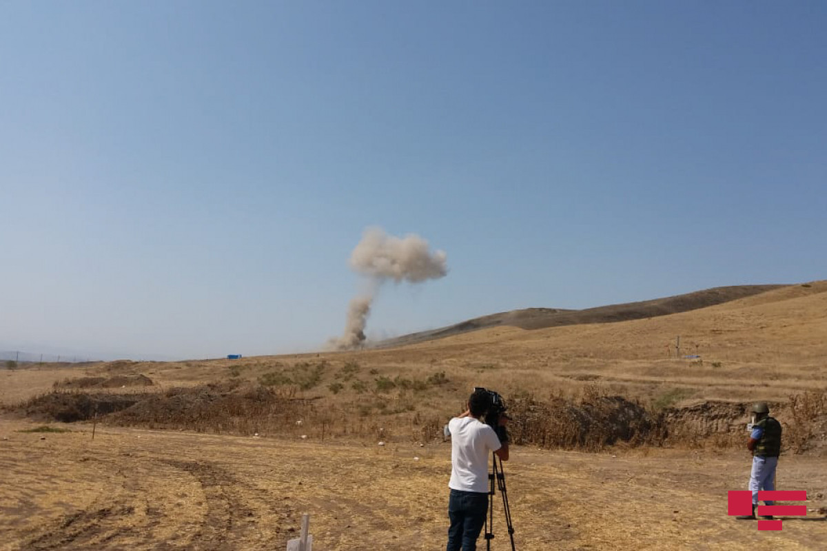 Moment of neutralization of mines by exploding them visually demonstrated to journalists in Fuzuli-PHOTO -PHOTO 