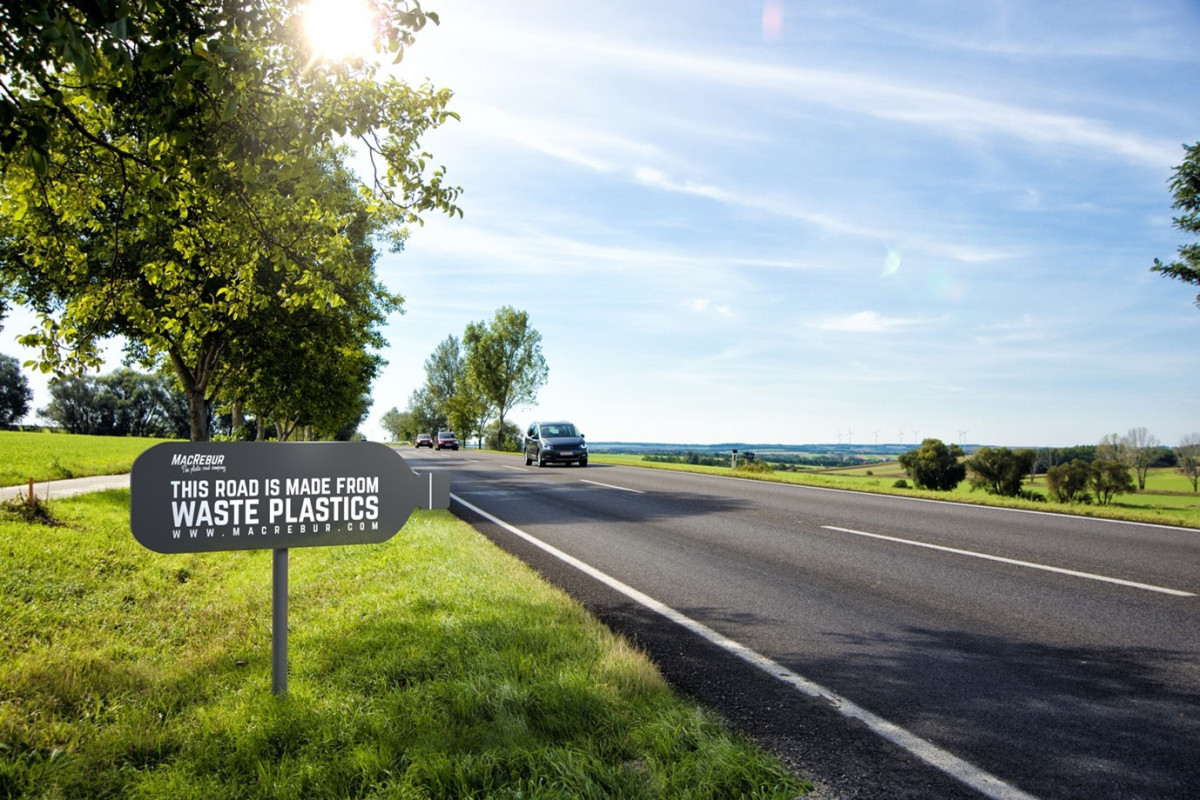 Road made from waste plastics
