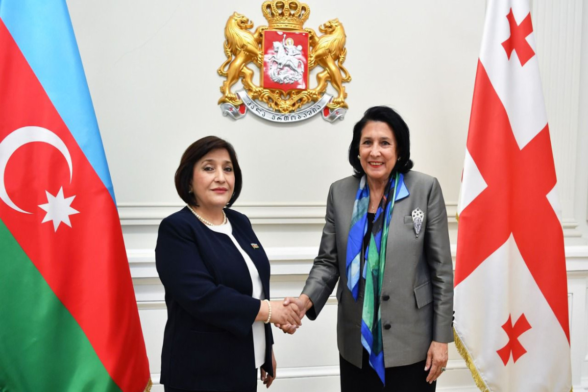 Sahiba Gafarova, Chair of the Milli Majlis and, Salome Zurabishvili, President of Georgia
