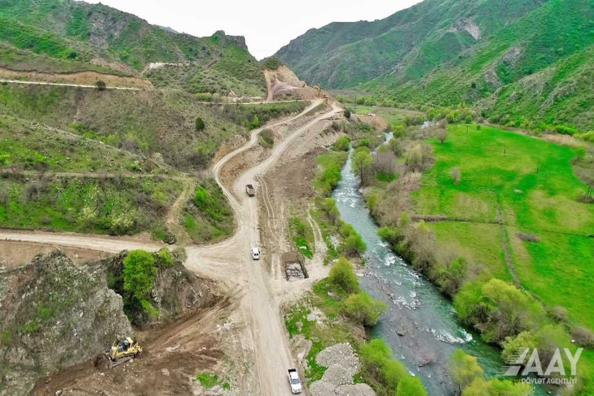 Construction of new highway bypassing Lachin city being continued-PHOTO 