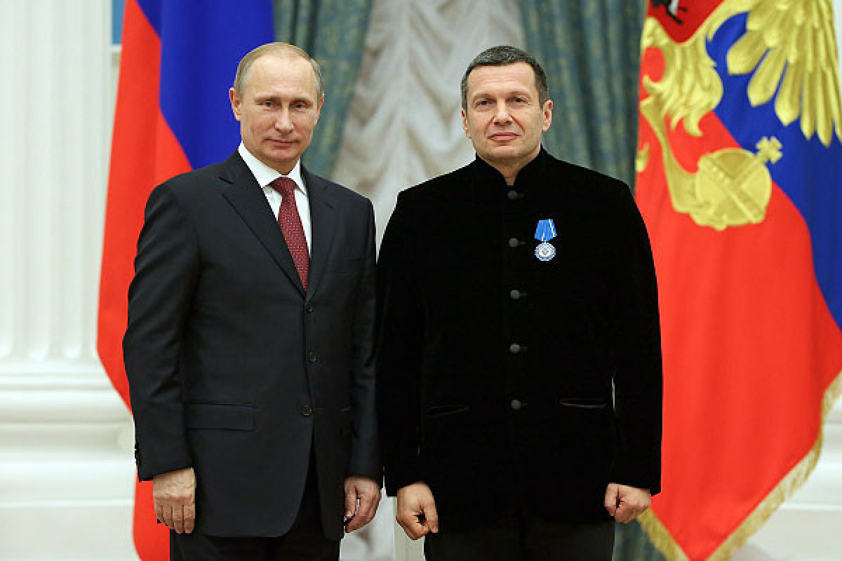Vladimir Putin, President of Russia and Vladimir Solovyov,  Russian journalist and TV presenter