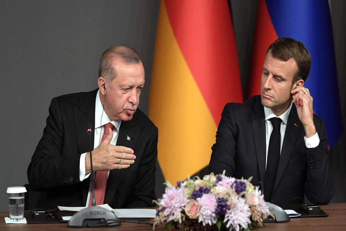 Recep Tayyip Erdogan, President of Turkey and Emmanuel Macron, President of France