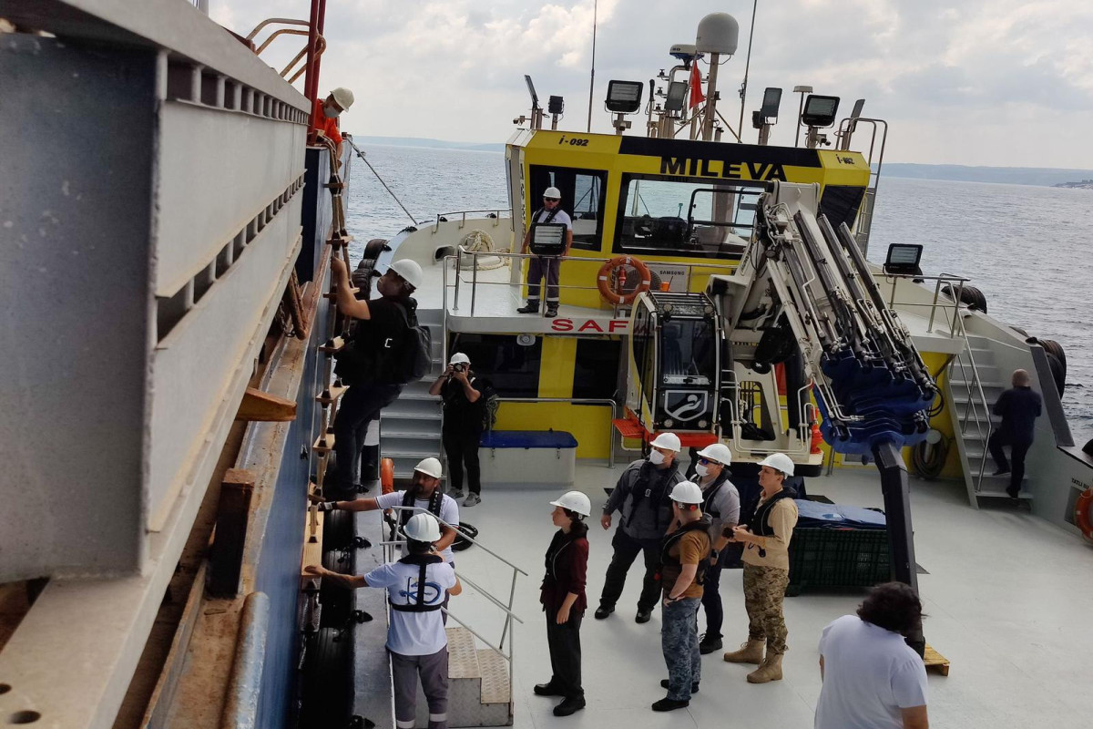 Проверка прибывшего из Одессы судна в Стамбуле