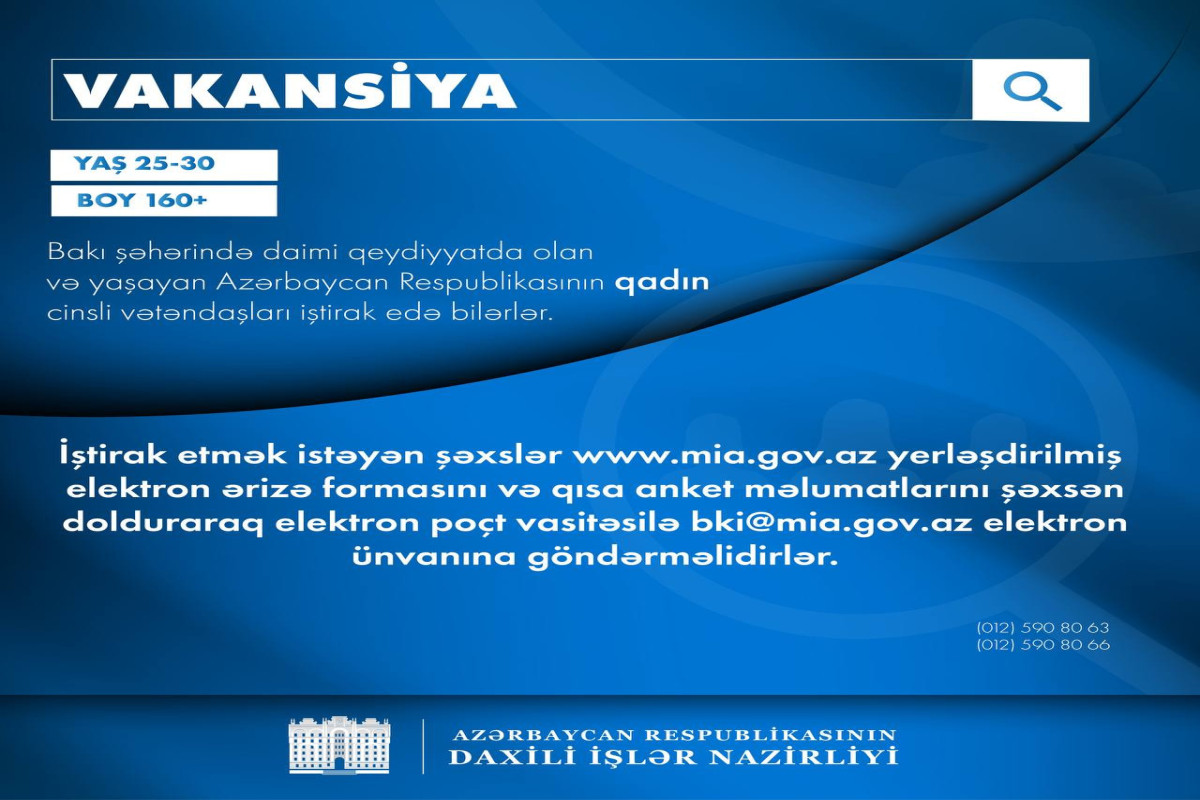 DİN xidmətə qəbul müsabiqəsi elan edib