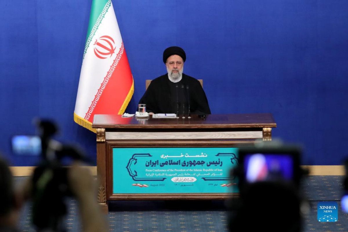 Iranian President Ebrahim Raisi speaks at a press conference in Tehran, Iran, on Aug. 29, 2022