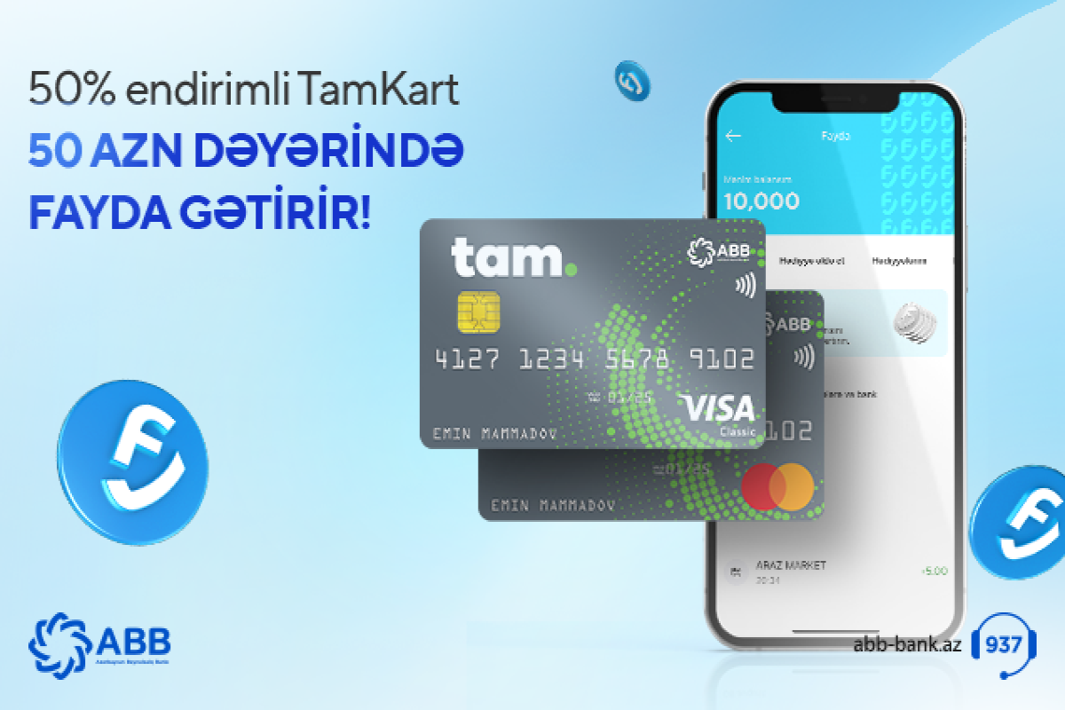 Yarı qiymətinə "TamKart" al, 50 manat da əlavə qazan!
