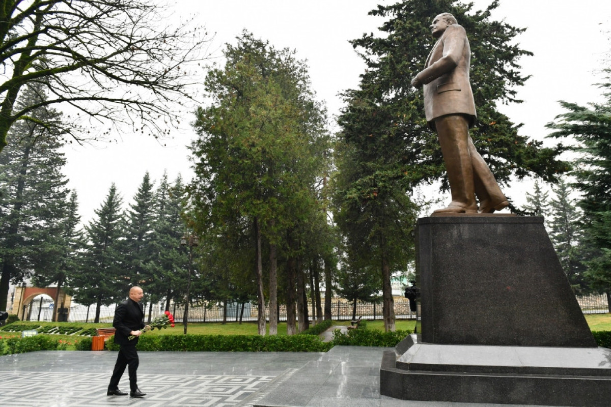 Президент Ильхам Алиев совершил поездку в Огузский район