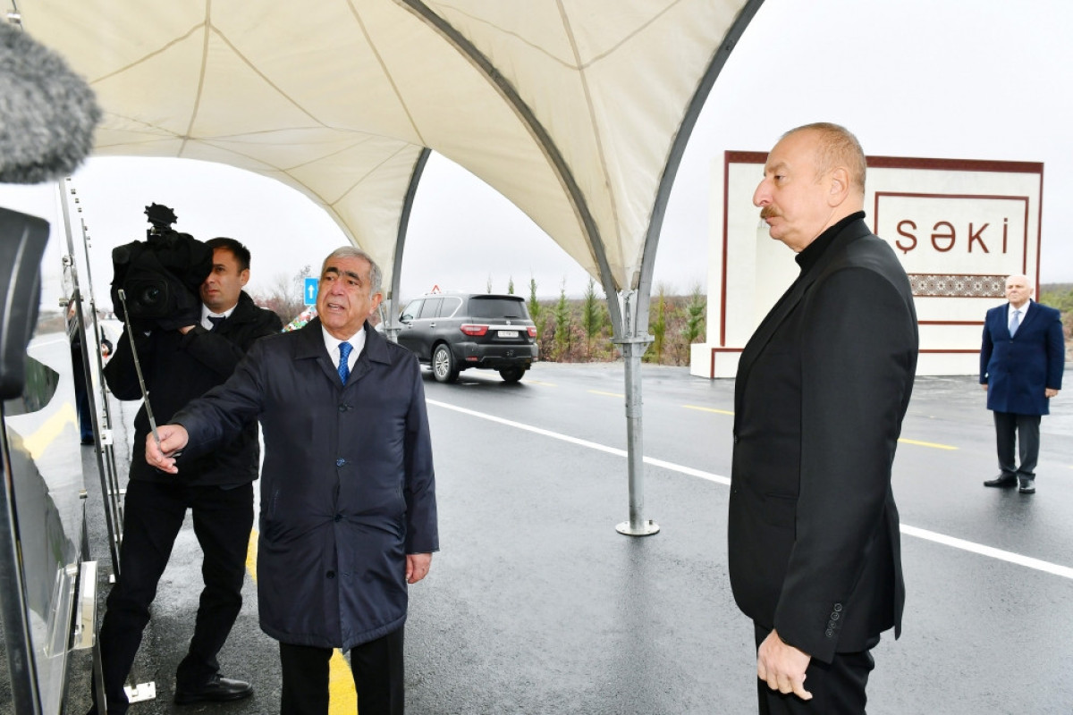 President Ilham Aliyev attended inauguration of Oghuz-Shaki highway after reconstruction