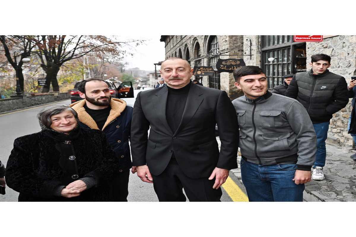 President Ilham Aliyev, First Lady Mehriban Aliyeva met with residents of Shaki