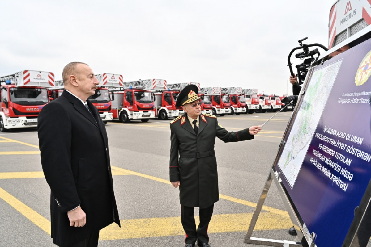 President Ilham Aliyev viewed newly purchased special equipment and ambulances