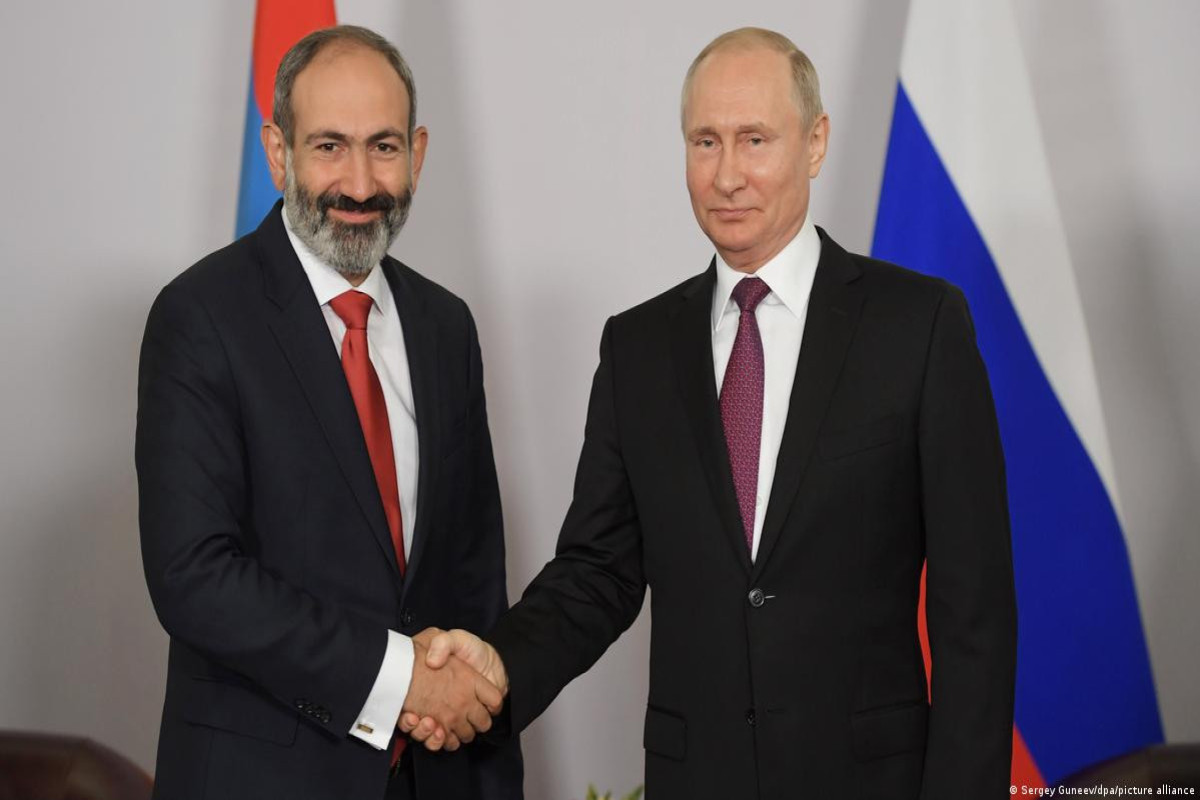 Vladimir Putin, President of Russia and Nikol Pashinyan, Prime Minister of Armenia
