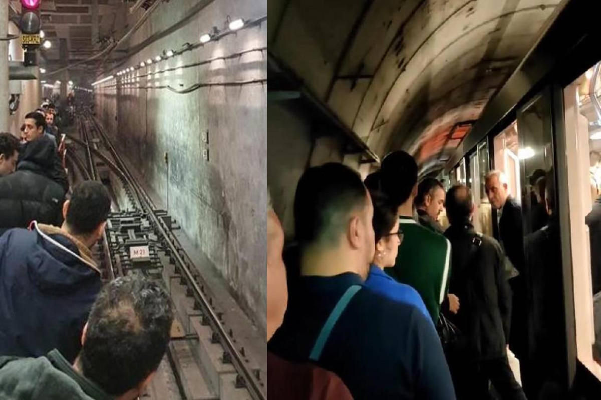 İstanbul metrosunda problem səbəbindən sərnişinlər relslər üzərində hərəkət ediblər