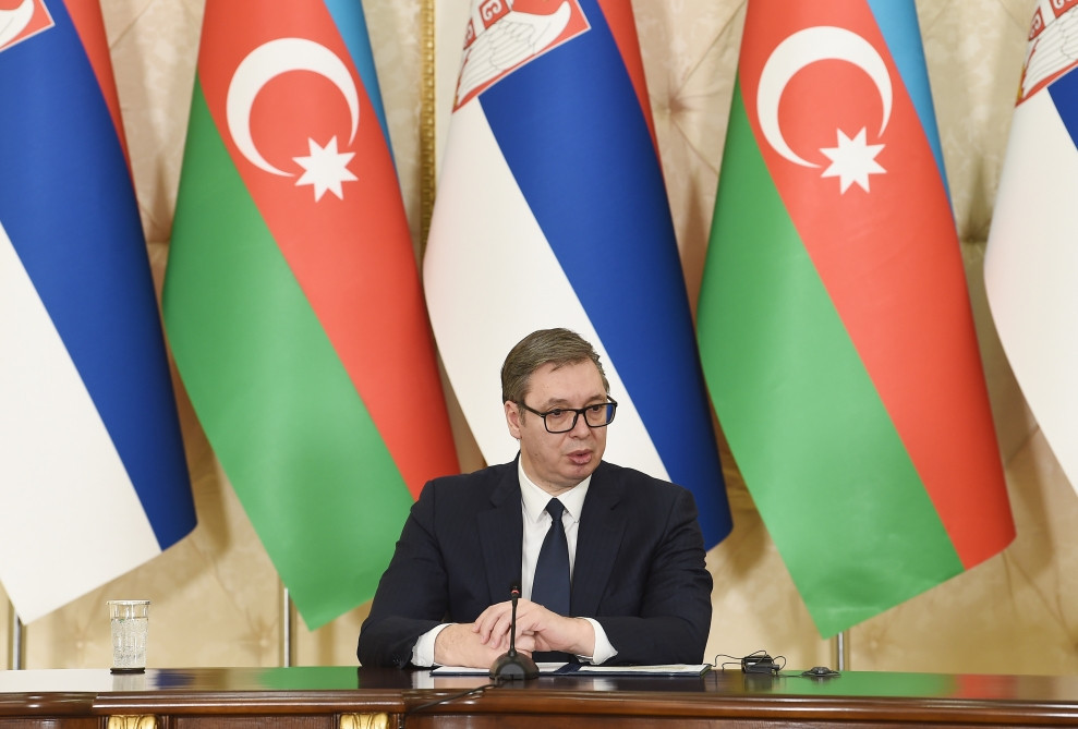 Azərbaycan və Serbiya prezidentləri mətbuata bəyanatlarla çıxış ediblər