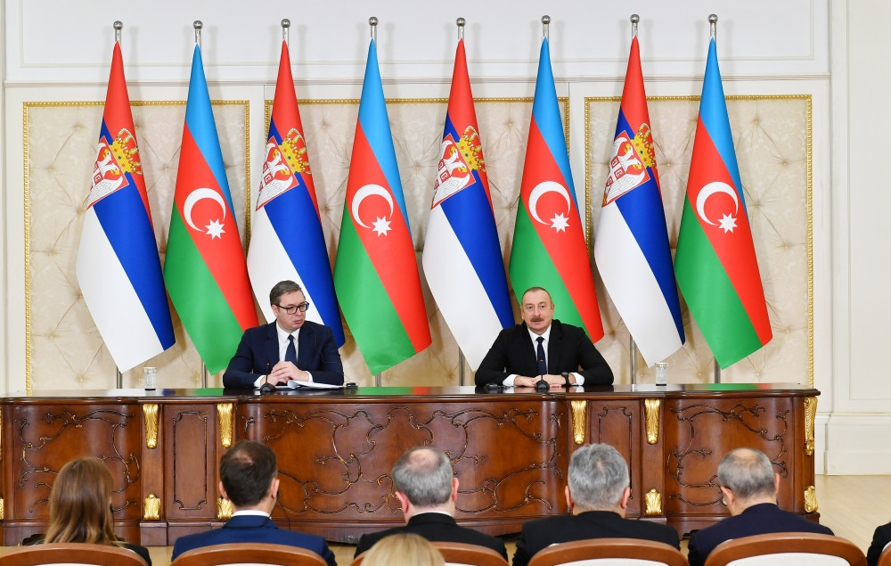 Azərbaycan və Serbiya prezidentləri mətbuata bəyanatlarla çıxış ediblər