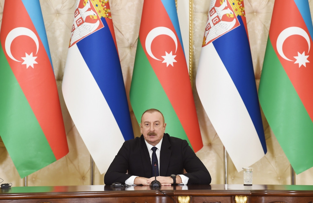 Azərbaycan və Serbiya prezidentləri mətbuata bəyanatlarla çıxış ediblər