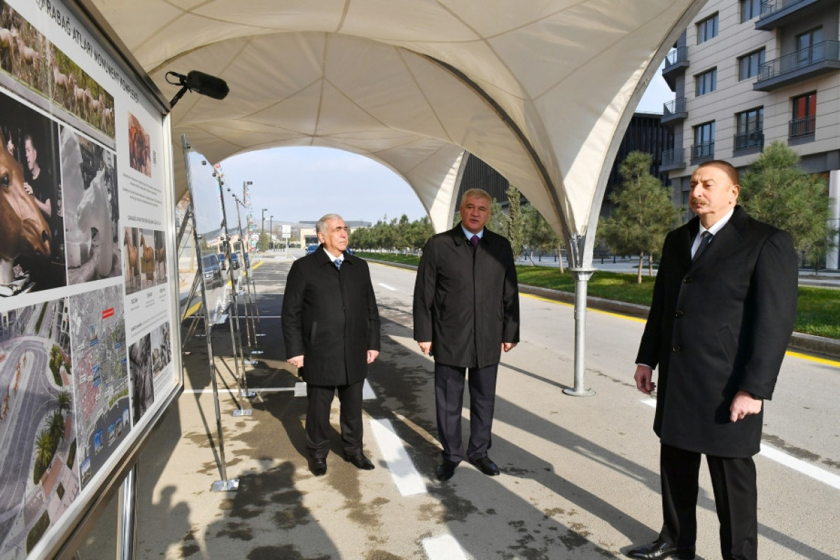 Bakı Ağ Şəhərdə bir sıra infrastruktur obyektlərinin inşası tamamlanıb, Prezident görülən işlərlə tanış olub