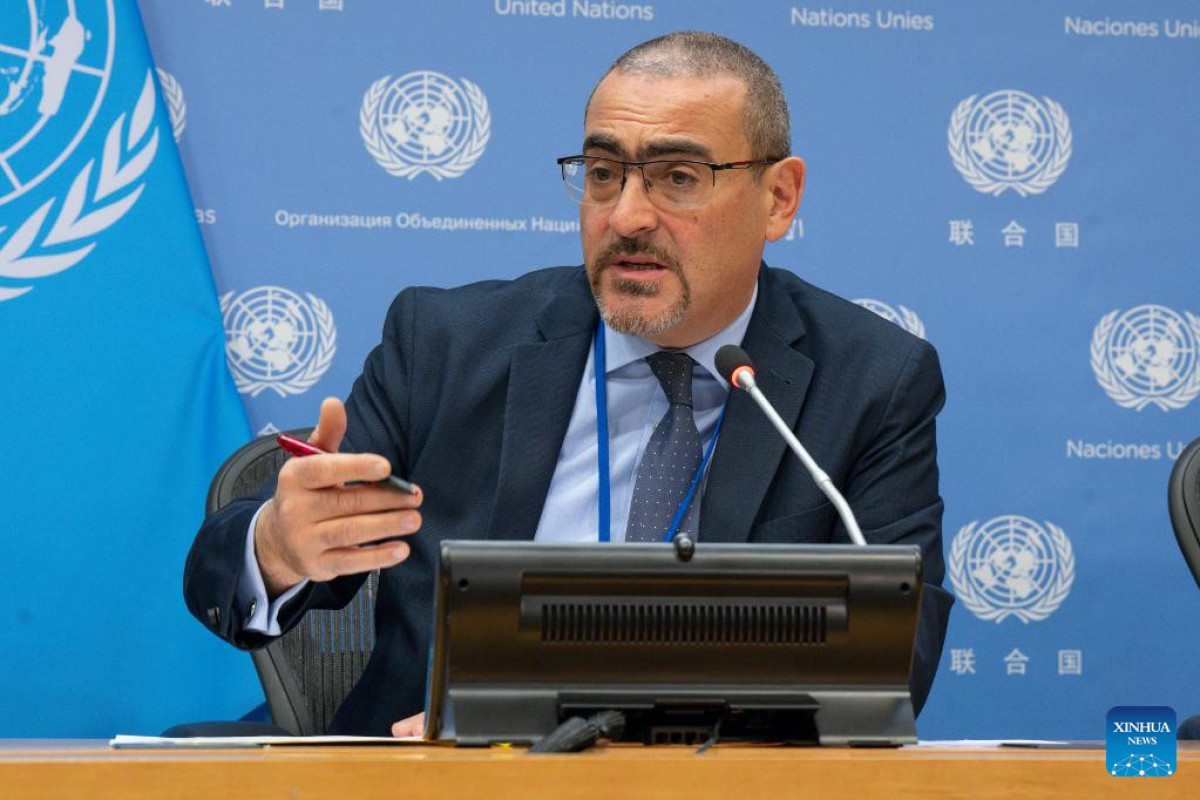 Ramiz Alakbarov, UN resident and humanitarian coordinator for Afghanistan, briefs reporters at the UN headquarters in New York, on Dec. 29, 2022