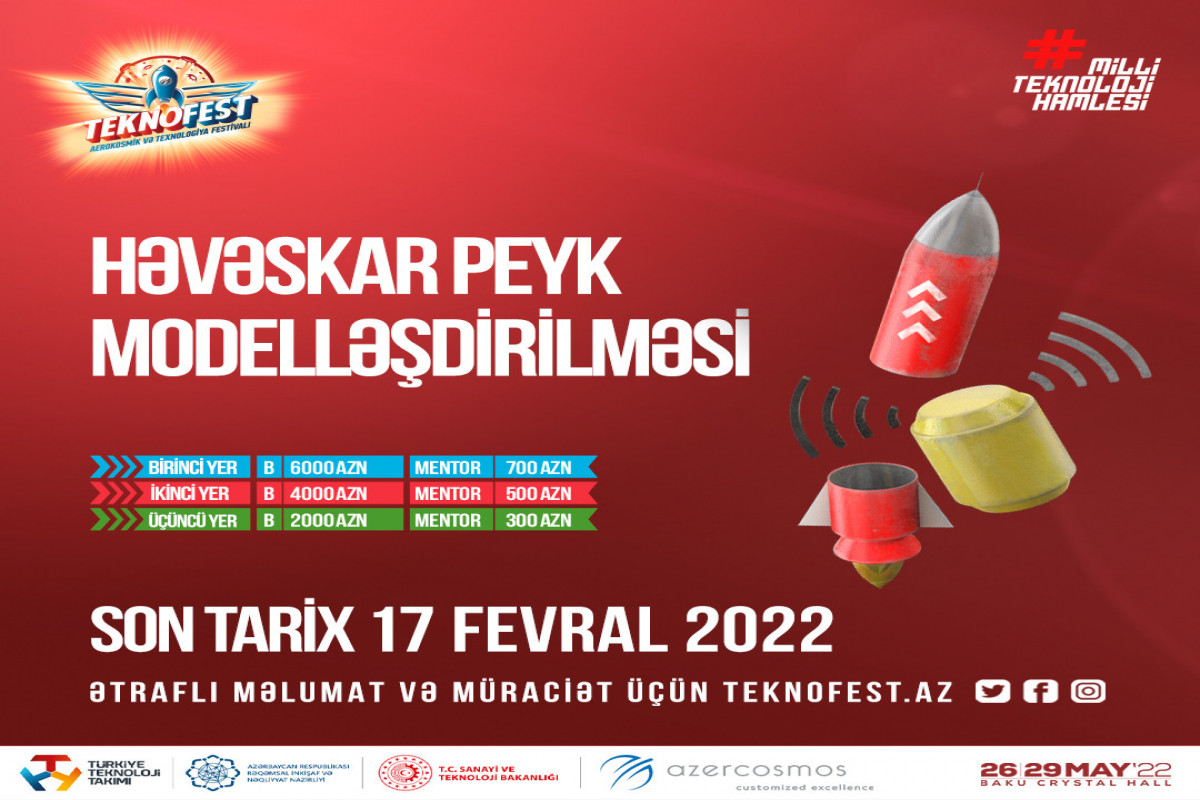 "TEKNOFEST": "Həvəskar peyk modelləşdirilməsi" müsabiqəsinə qeydiyyat davam edir