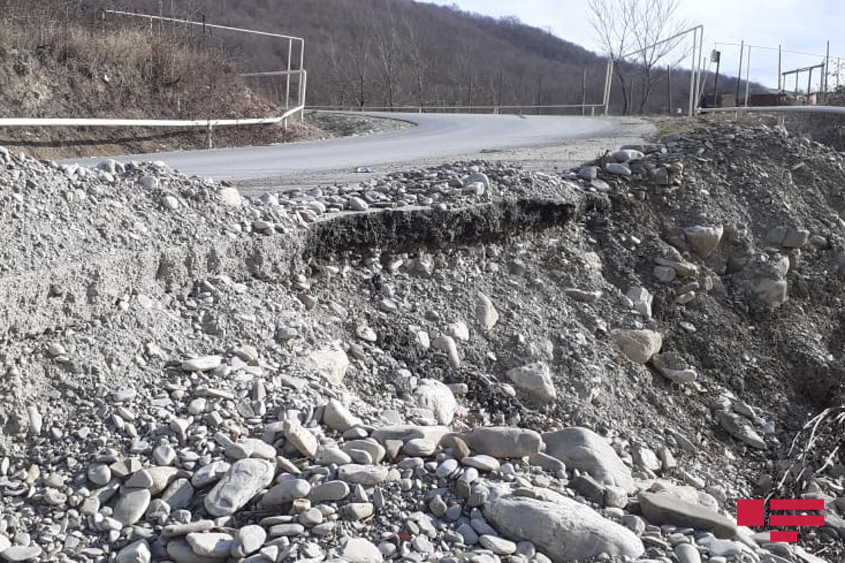 Landslide occurred in Shamakhi, newly constructed road collapsed-PHOTO 