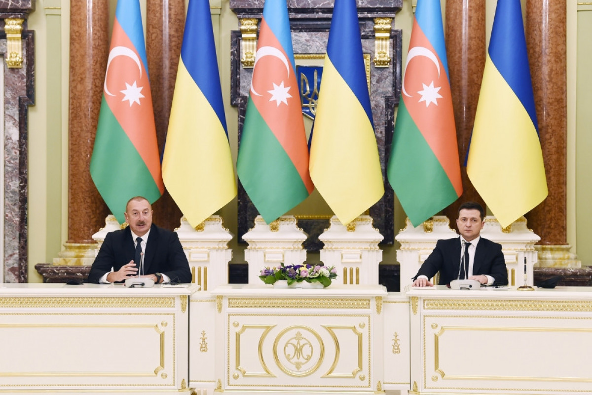 President Ilham Aliyev made a press statement following the ceremony of signing documents with President of Ukraine Volodymyr Zelenskyy