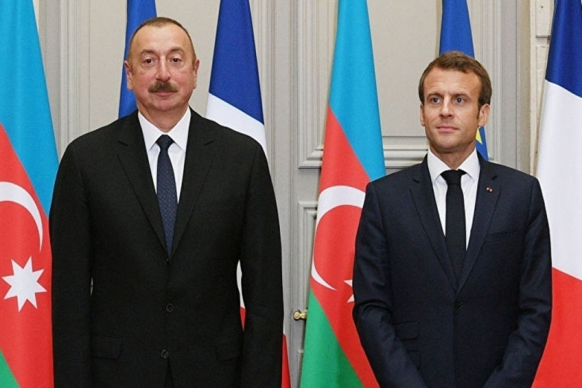 The President of Azerbaijan Ilham Aliyev and President of the French Republic Emmanuel Macron