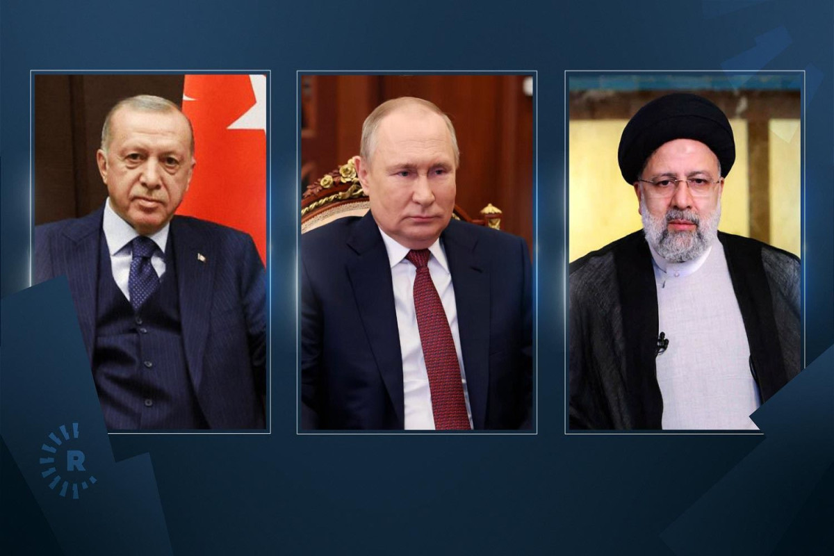 Recep Tayyip Erdogan, Turkish President, Vladimir Putin, Russian President and Ibrahim Raisi, Iranian President