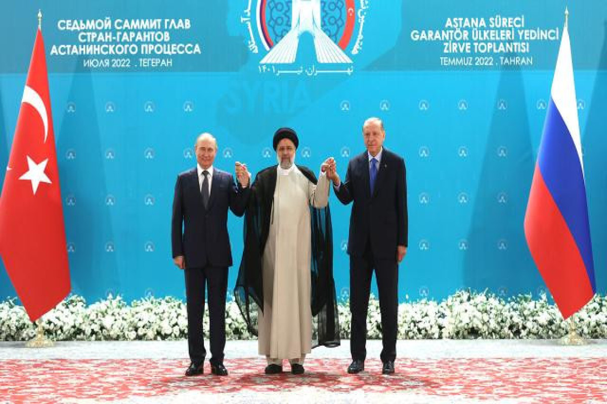 Vladimir Putin, Russian President, Ebrahim Raisi, Iranian President and Recep Tayyip Erdogan, Turkish President