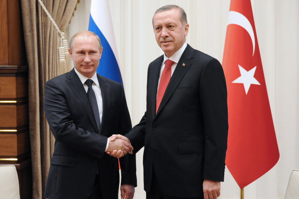 Vladimir Putin, Russian President, and Recep Tayyip Erdogan, Turkish President