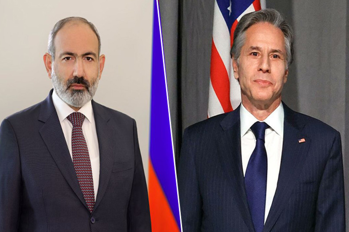Nikol Pashinyan,  Armenian Prime Minister and   Antony Blinken, US Secretary of State