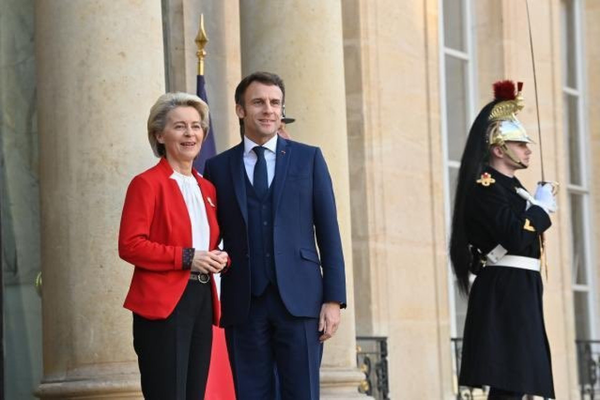 Ursula von der Leyen,  the European Commission president and  Emmanuel Macron, French President