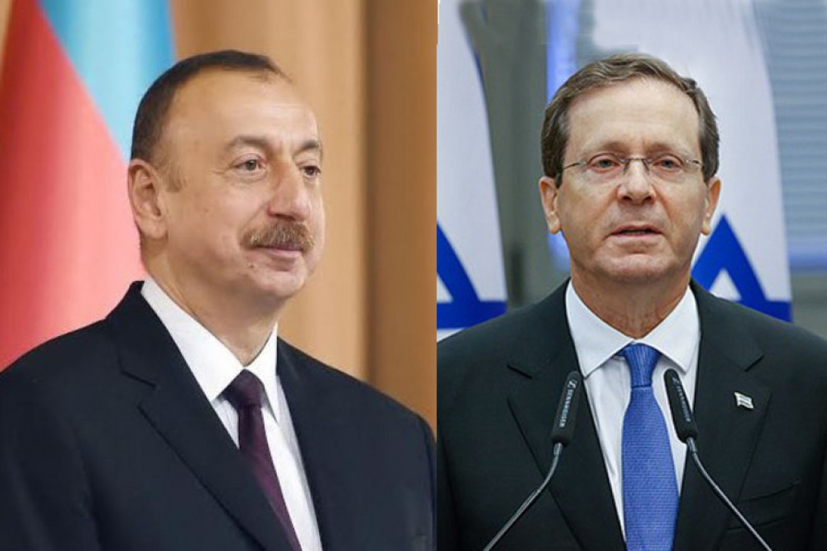 Azerbaijan's President Ilham Aliyev and President of Israel Isaac Herzog