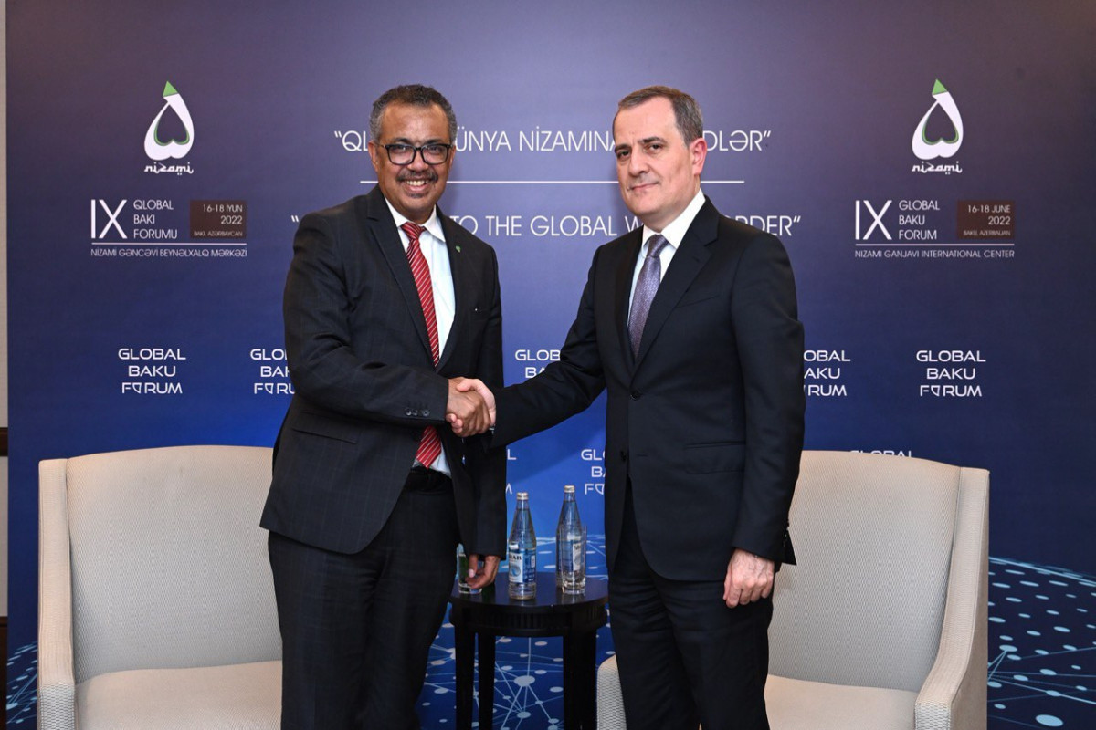 Tedros Gebreyesus, the Director-General of the WHO and Jeyhun Bayramov, Azerbaijani Foreign Minister