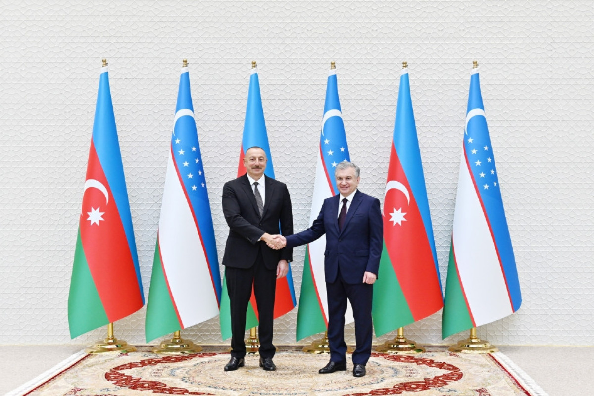 Azerbaijani, Uzbek Presidents view Nurullaboy Palace Complex in Khiva