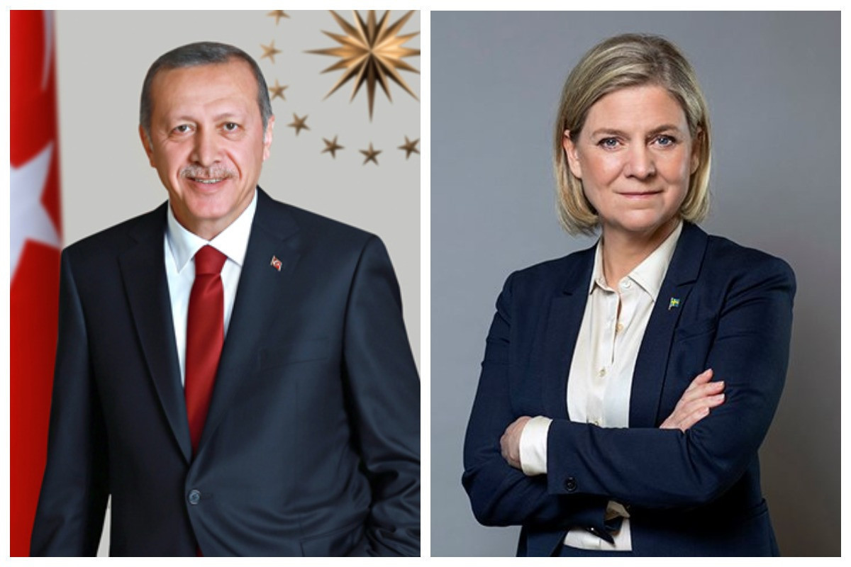 Turkish President Recep Tayyip Erdogan and Swedish Prime Minister Magdalena Andersson